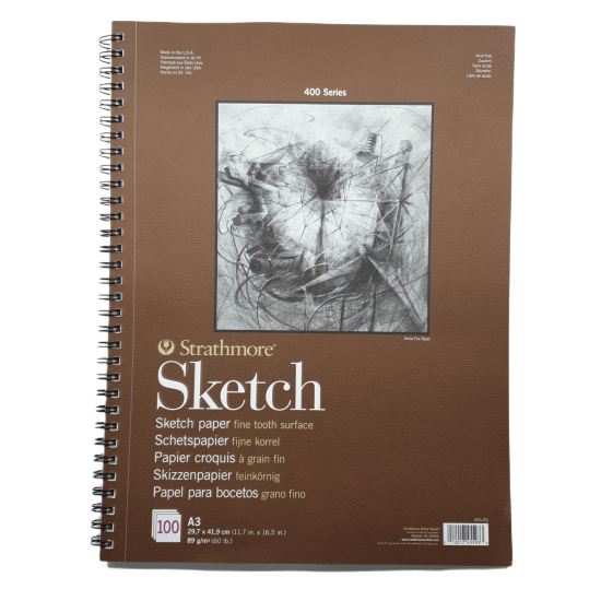 Strathmore A3 Pad Sketchbook (A3 29,7X41.9 CM x 100 sheets) 89 g/m2 natural white paper color 400 Series (16.5*11.7 IN)